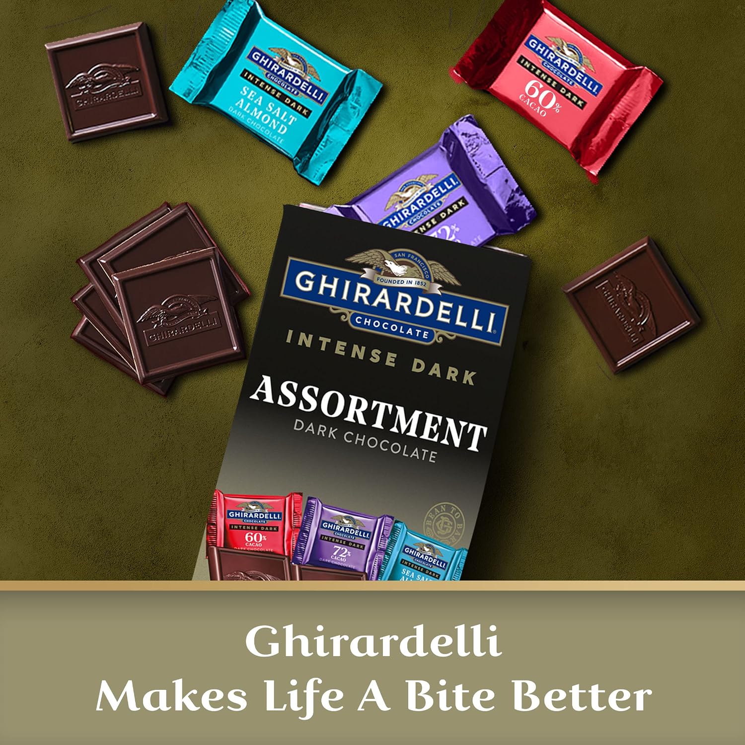 GHIRARDELLI PREMIUM DARK Chocolate Bar, 86% Cacao, 3.17oz Bar, 12 Pack
