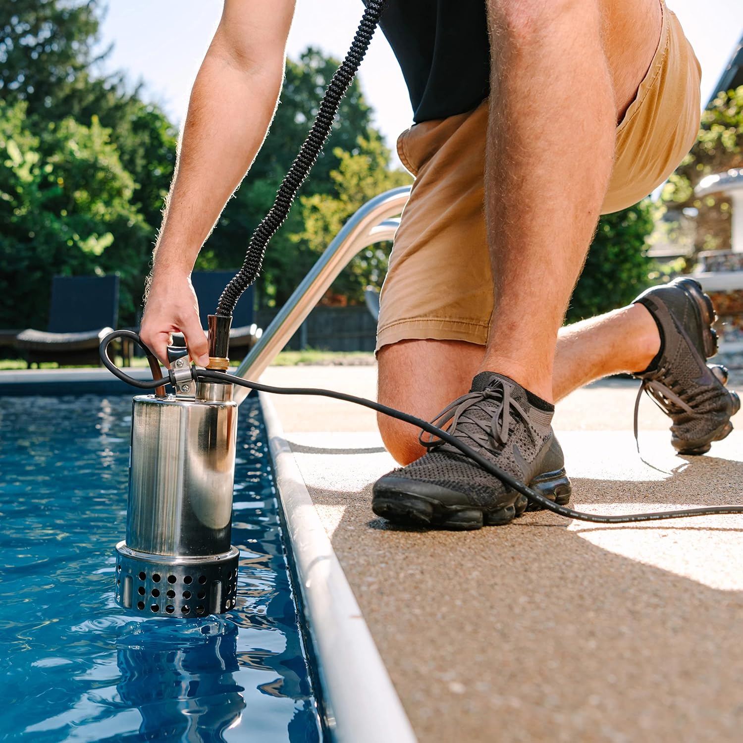 Little Giant MDP-1 115-Volt, 4260 GPH, 3/4 HP Manual Submersible Stainless Steel Main Drain Swimming Pool Utility Pump for Removing Standing Water