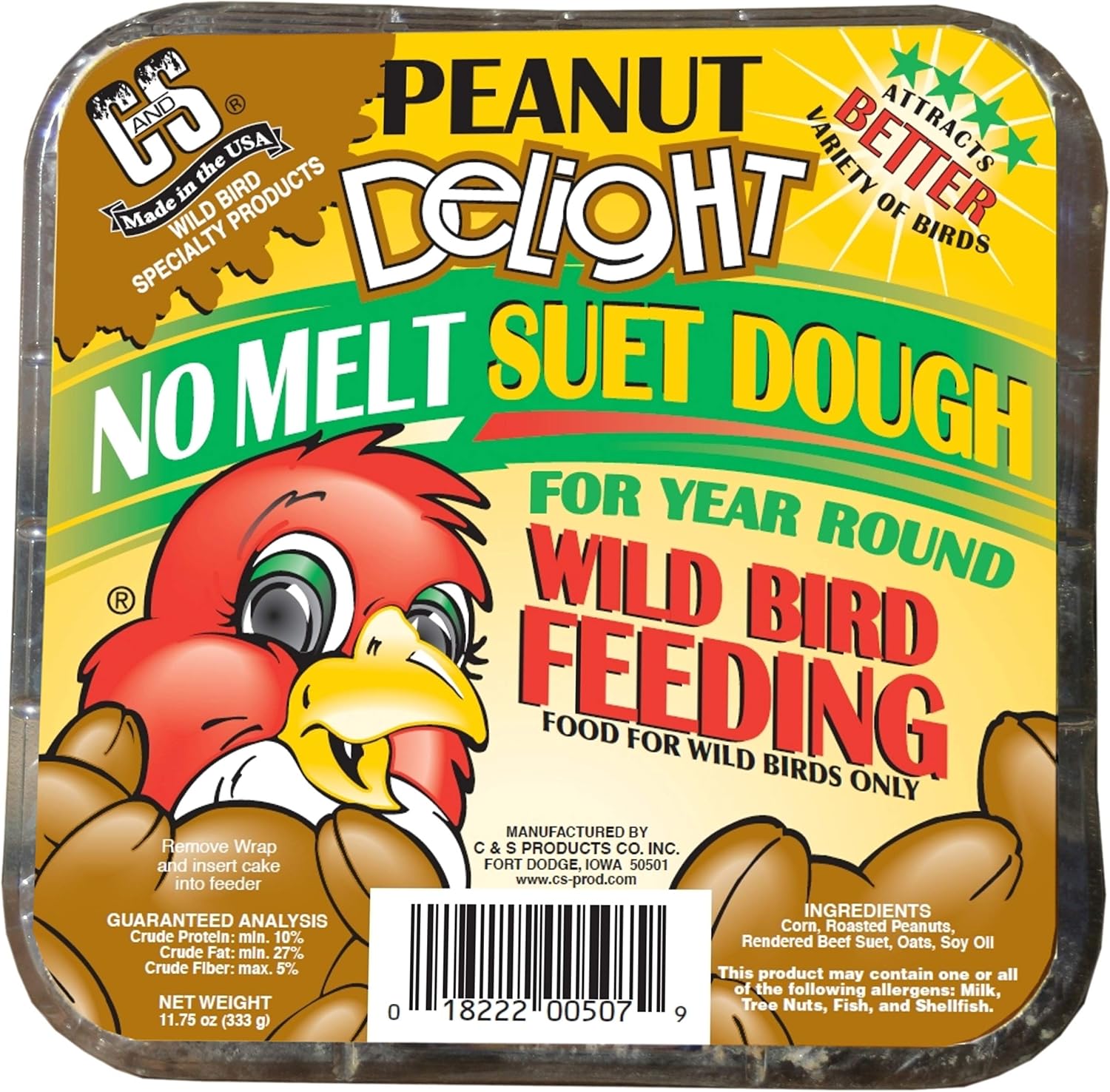 C&S CS12553 11.75 Oz Hot Pepper Delight Wild Bird No Melt Suet Dough