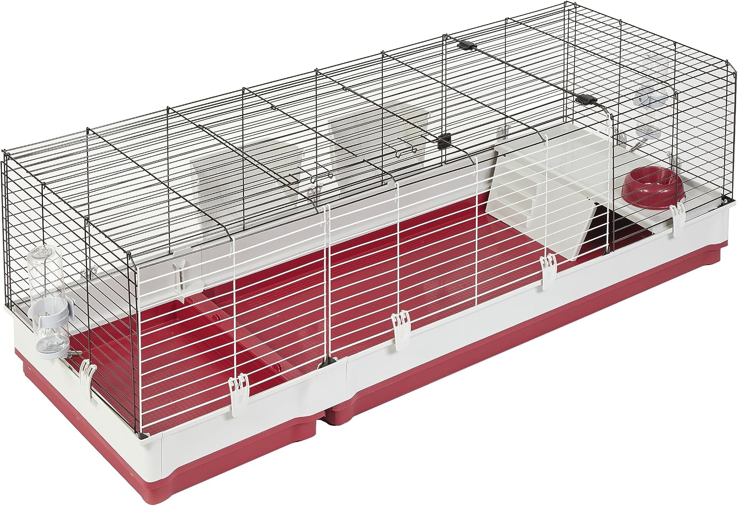 MidWest Homes for Pets 158 Wabbitat Deluxe Rabbit Home, Rabbit Cage, 39.5 L x 23.75 W x 19.75 H Inch, Maroon/White