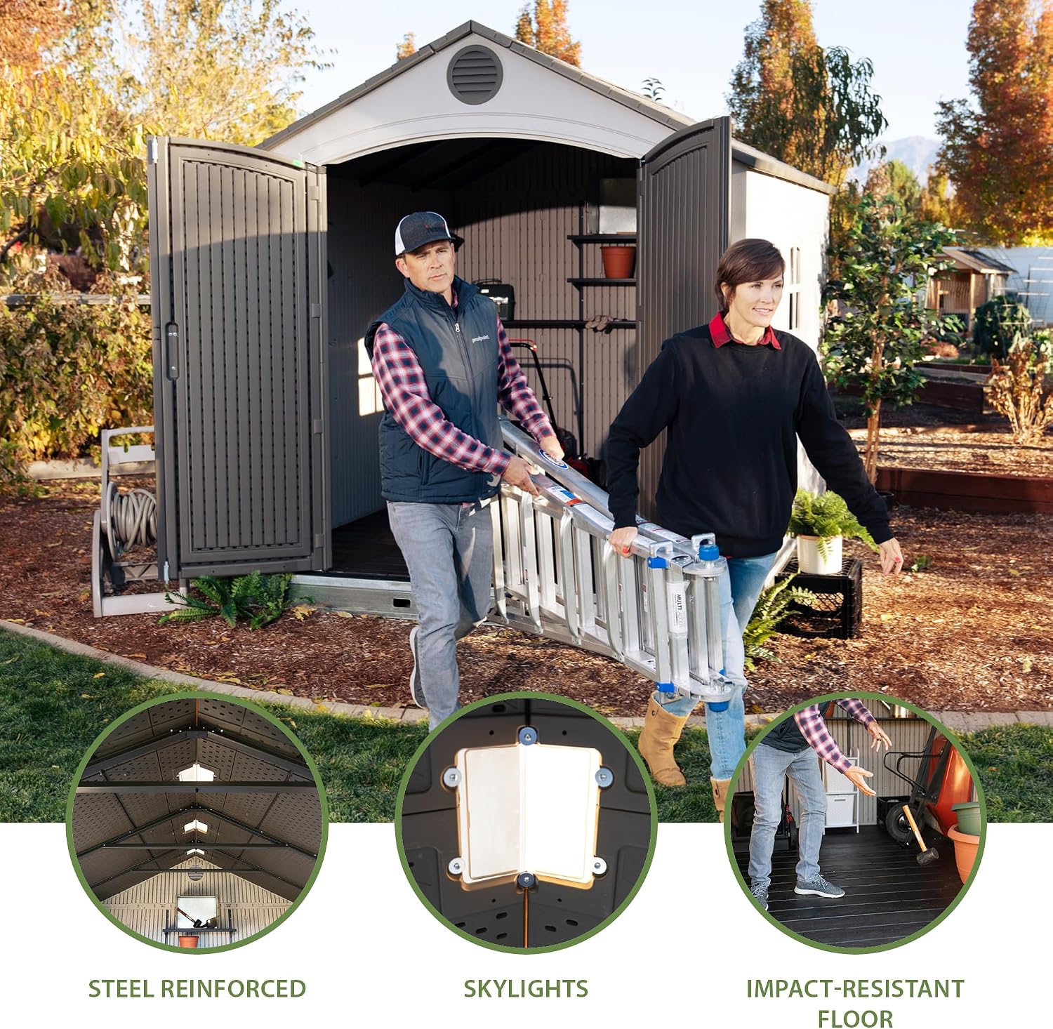Lifetime 6402 Outdoor Storage Shed, 8 by 12.5 Feet; 2 windows