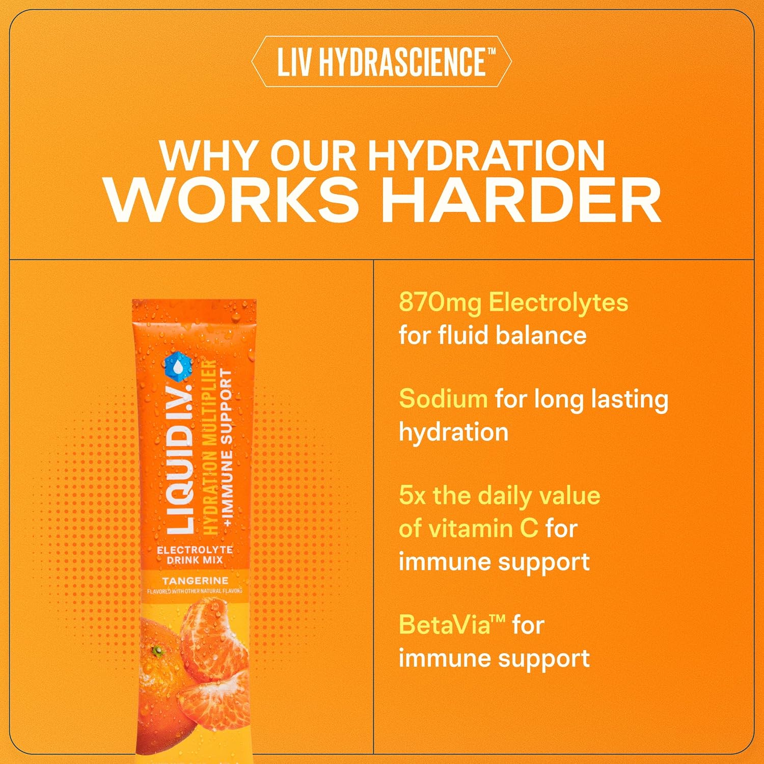 Liquid I.V. Hydration + Immune Electrolytes, Tangerine, 14 Count