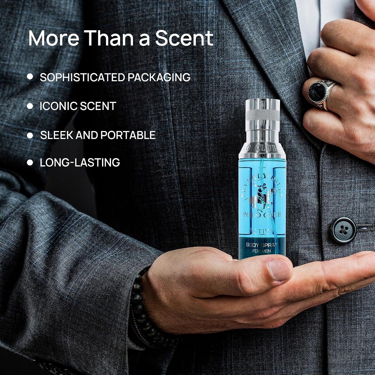 Beverly Hills Polo Club Body Spray for Men - BHPC Blaze - Fresh, Earthy with Notes of Cedar & Basil - Long Lasting Body Mist Cologne Scent - Ideal Gift for Him, 6oz
