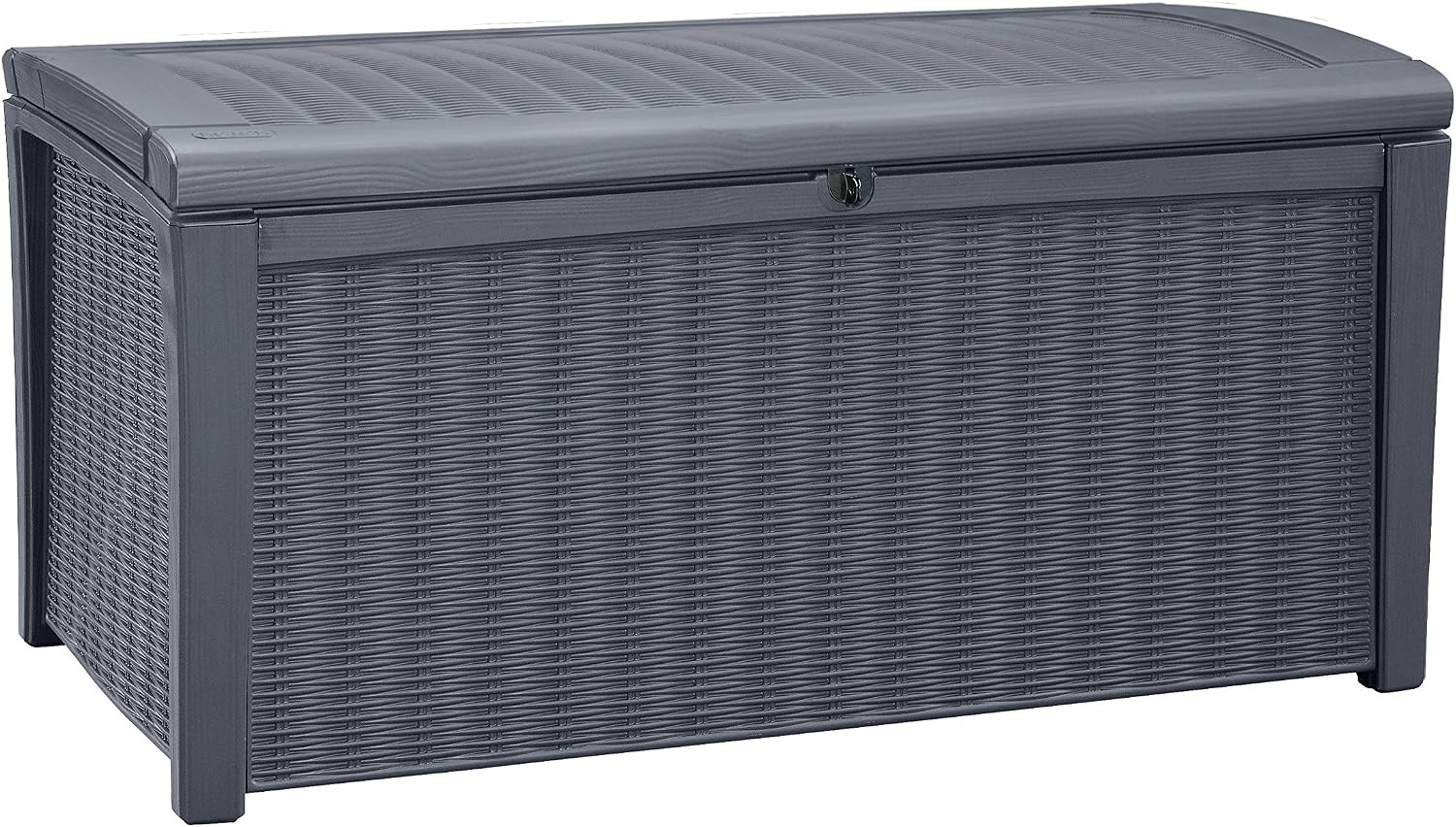 Keter Borneo 110 Gallon Resin Deck Box - Organization and Storage for Patio Furniture, Outdoor Cushions, Throw Pillows, Garden Tools and Pool Toys, Brown | for Patio, Backyard & Garden - Lockable, Organizing, and Waterproof Plastic Container Bench