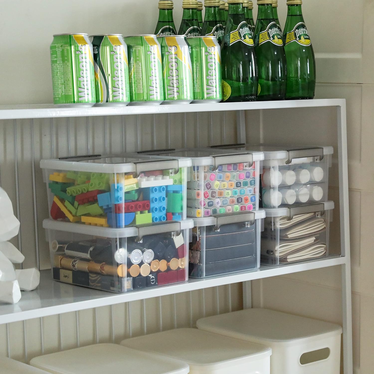 Citylife 10Packs 1.3Qt Small Storage Bins with Lids,Stackable Clear