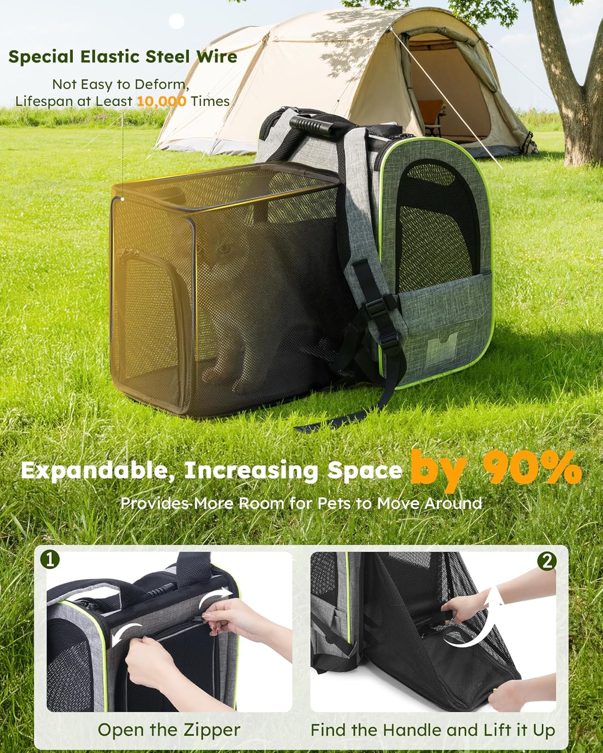 pecute Cat Backpack Expandable, Cat Carrier Backpack with Breathable Window