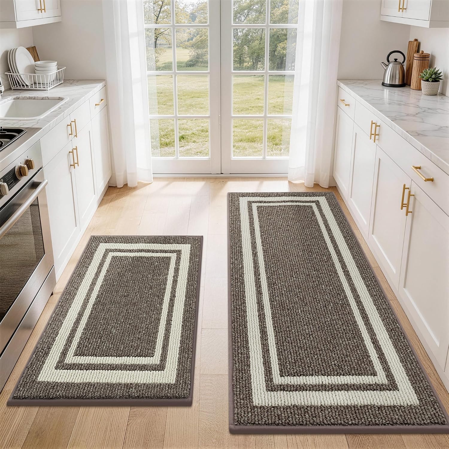 COSY HOMEER 48x20Inch/30X20Inch Kitchen Rug Mats,Grey