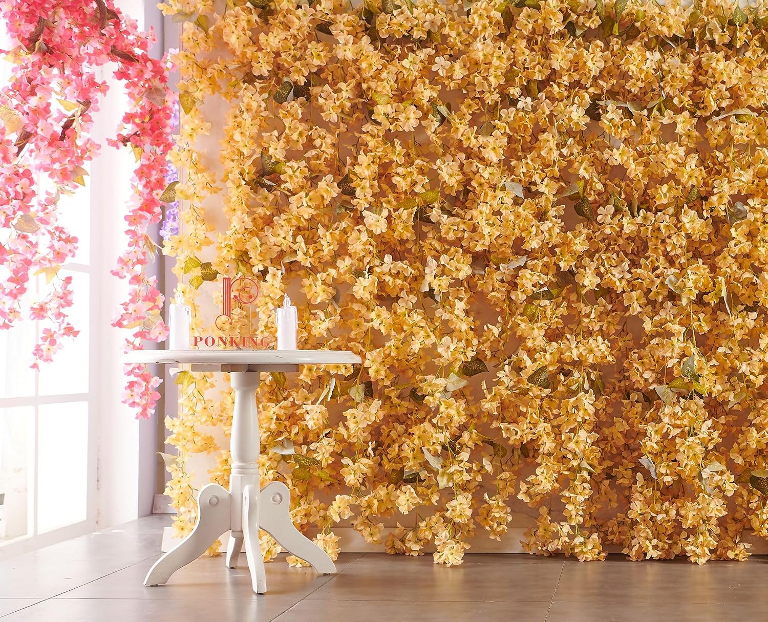 8Pcs x 8.2FT Artificial Flower Garland Floral Rose Vine Decor, Pink Flower