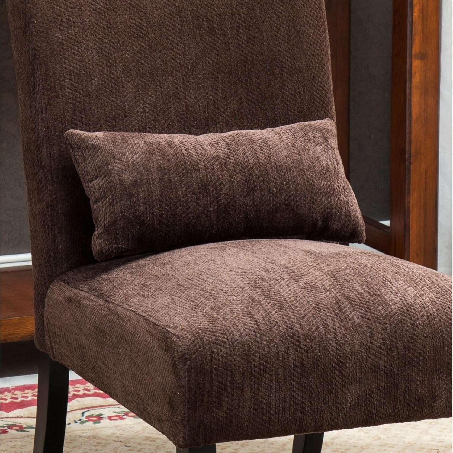 Roundhill Furniture Pisano Teal Blue Fabric Armless Contemporary Accent Chair with Kidney Pillow