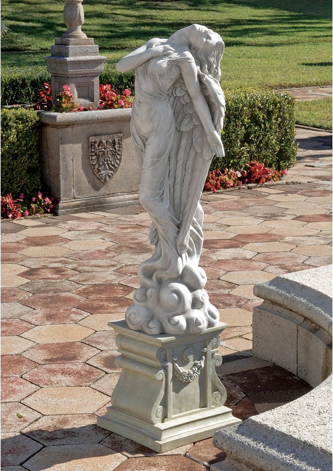 Design Toscano Remembrance and Redemption Angel Religious Indoor/Outdoor Garden Statue, From Base to Top of the Wings Nearly 3 feet tall! Tall, Cast Stone Resin, Antique Stone Finish