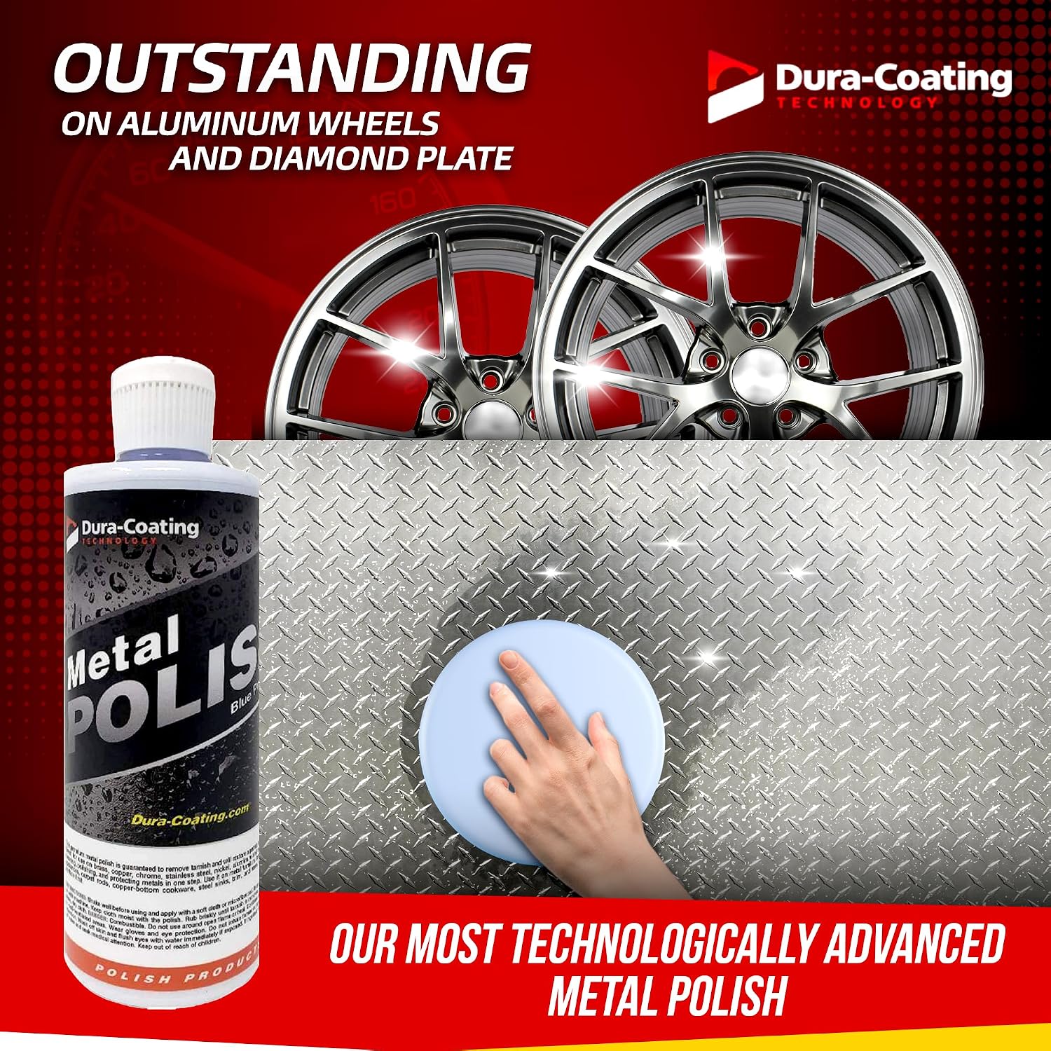 DURA-COATING TECHNOLOGY, Blue Premium Metal Polish - Perfect Brightener and Scratch Remover for Aluminum Wheels, Diamond Plate, Stainless Steel