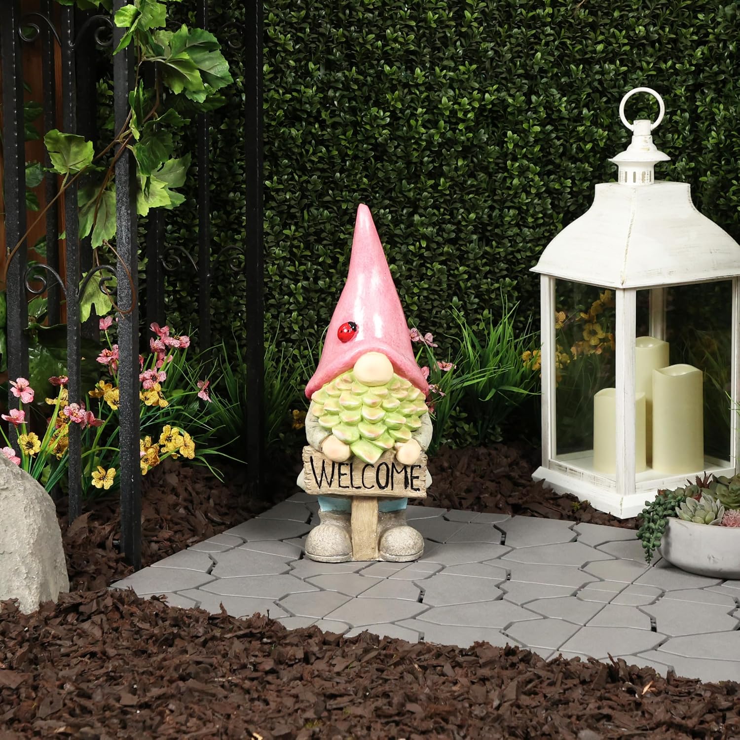 Alpine Corporation 12" Tall Traditional Outdoor Garden Gnome Yard Statue Decoration