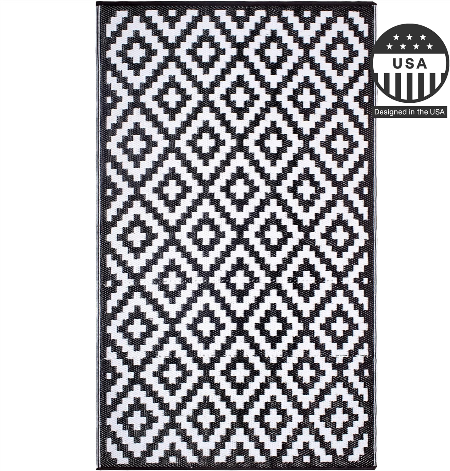 FH Home Outdoor Camping Rug - Waterproof, Fade Resistant, Reversible - Premium Recycled Plastic - Striped - Large Patio, Deck, Sunroom