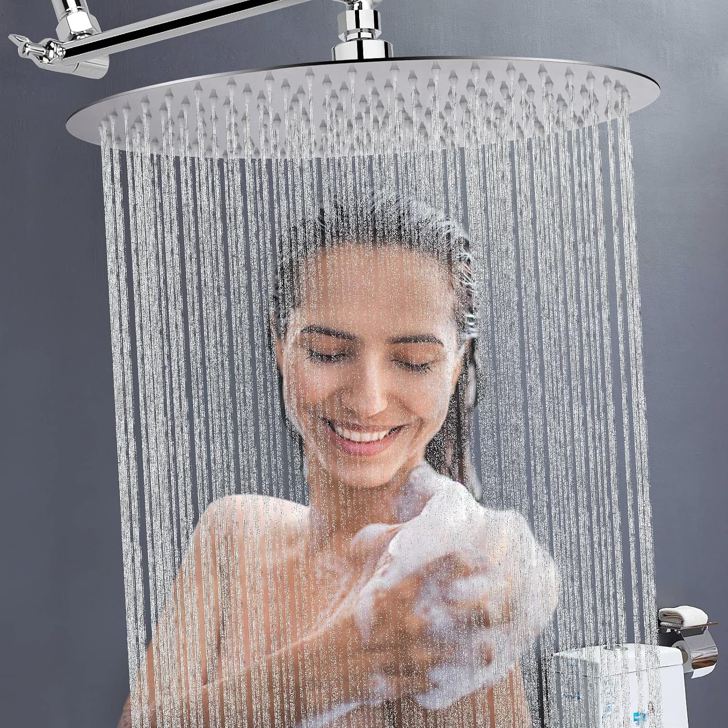 NearMoon Rain Shower Head, Ultra-Thin Design-Pressure Boosting, Awesome Some Experience, High Flow Stainless Steel Rainfall Head (10 Inch