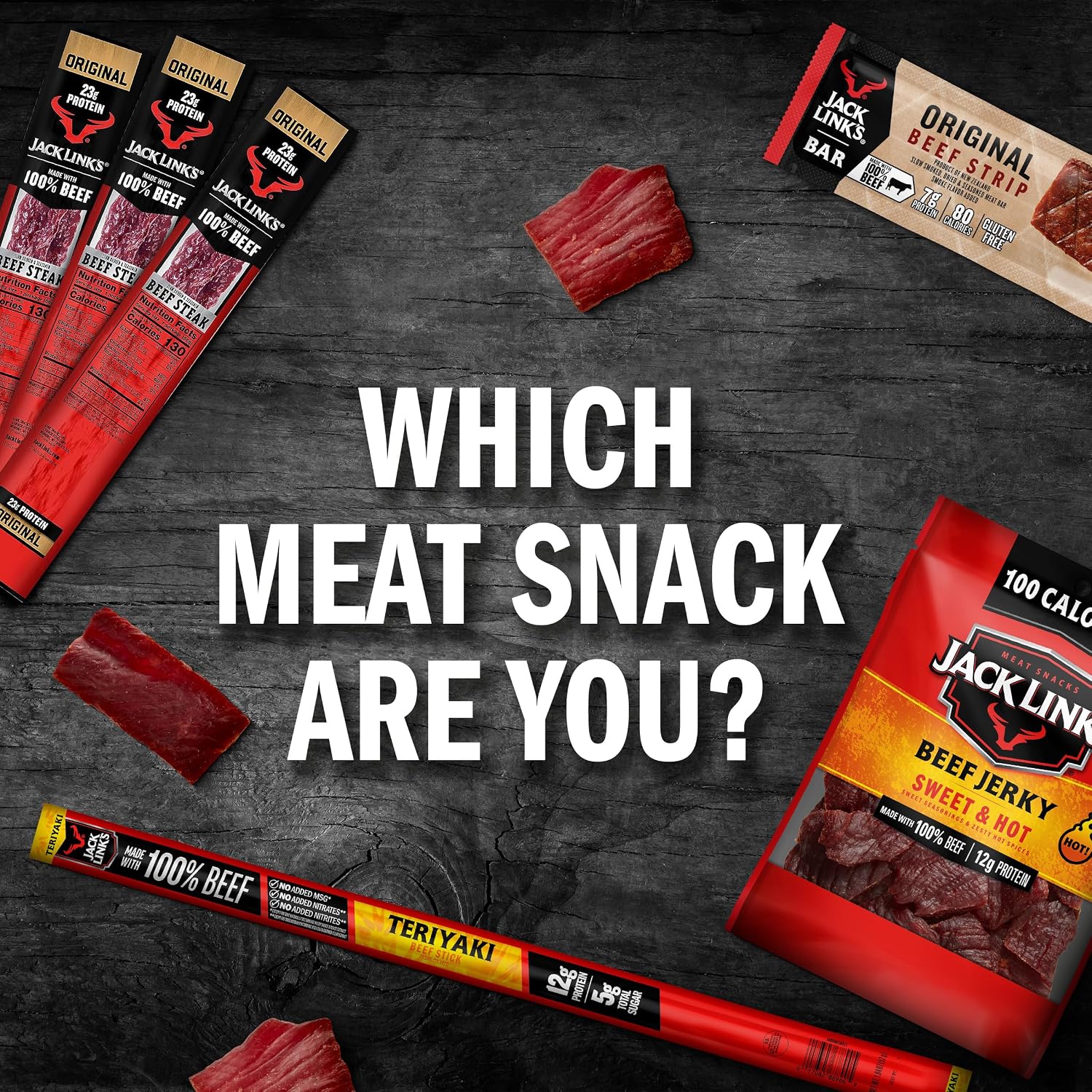 Jack Link's Original Beef Jerky Sticks - Made with 100% Real Beef - Ready to Eat Real Meat Protein Snacks - 6g Protein per Serving - 0.92 oz Meat Stick, 20 Count