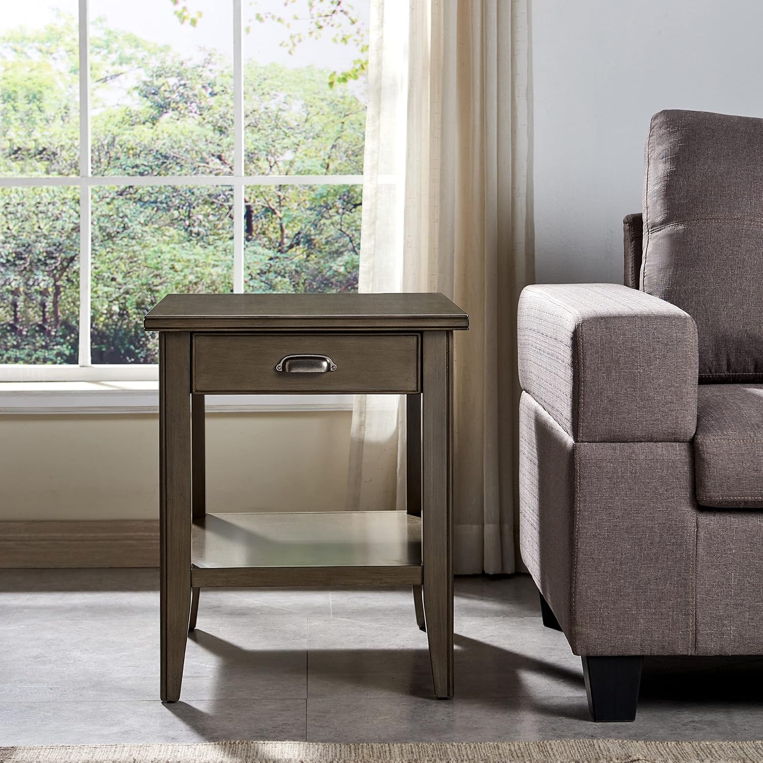 Leick Home Shield Wedge End Table, 21", Glazed Auburn