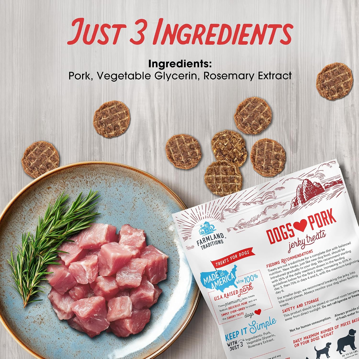 Farmland Traditions Filler Free Dogs Love Chicken Premium Jerky Treats for Dogs, 3 lb. Bag