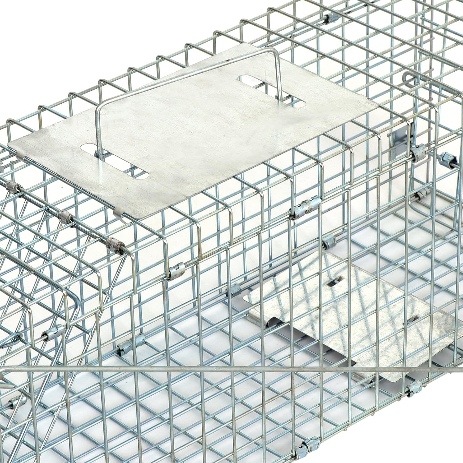 24" x 7.5" x 8" Small Live Animal Trap Steel Cage Catch and Release One Door Humane Rodent Cage Trap for Little Rabbits/Stray Cats/Squirrel/Skunk/Mink/Opossum Outdoor Animals