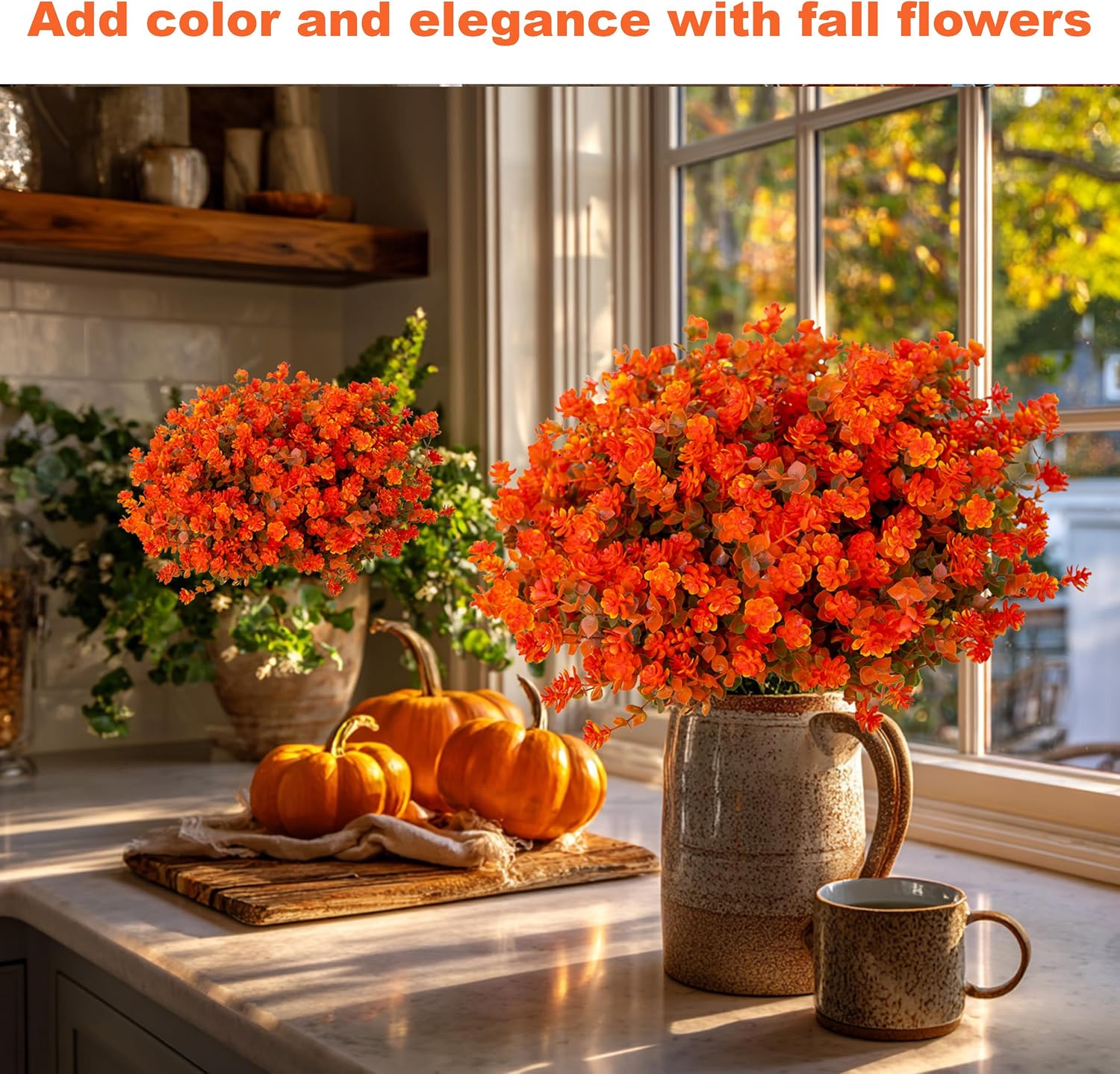 AXYLEX Artificial Flowers for Outdoors, 12 Bundles Fake Plants (Yellow) | UV resistant faux plastic flowers, no fade artificial greenery – garden, patio, porch & home