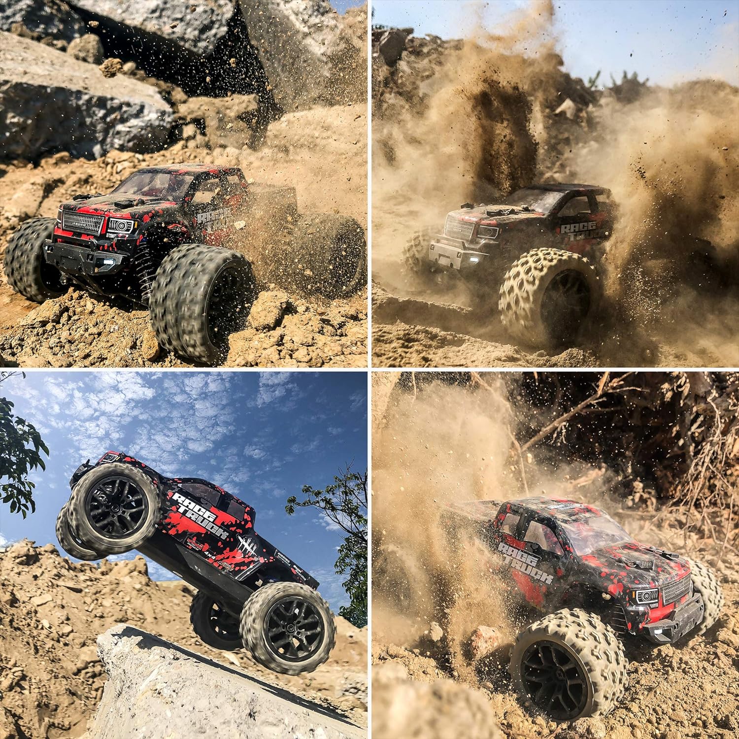 HAIBOXING 1/18 4WD RC Truck 36KM/H Waterproof 2 Batteries 2.4G Remote Car | All-Terrain RC Truck, Independent Suspension, Splash-Proof Electronics