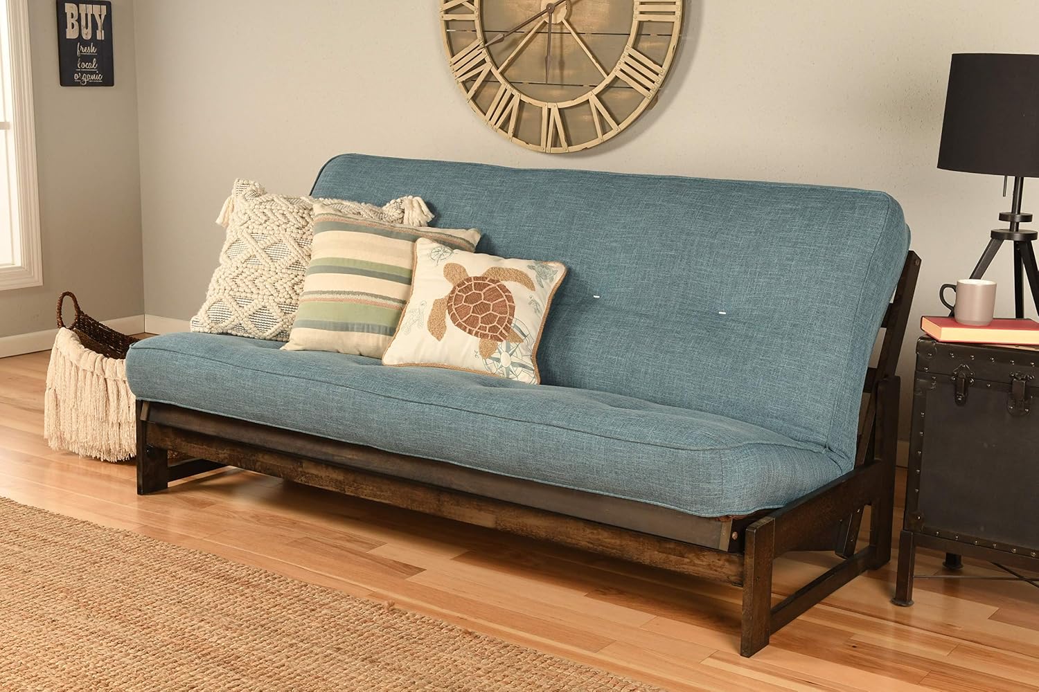 Kodiak Furniture Aspen Futon Set with Reclaim Mocha Finish, Suede Black