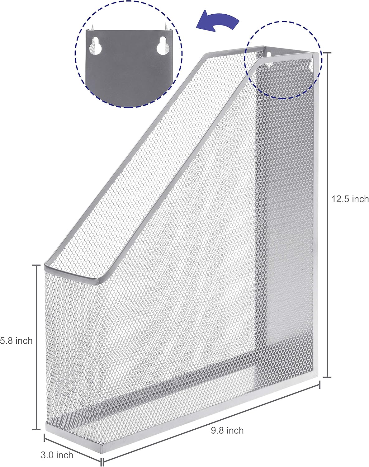 MyGift Wire Mesh Wall Mounted or Freestanding Document Rack, Magazine and File Holder, Set of 2, Black
