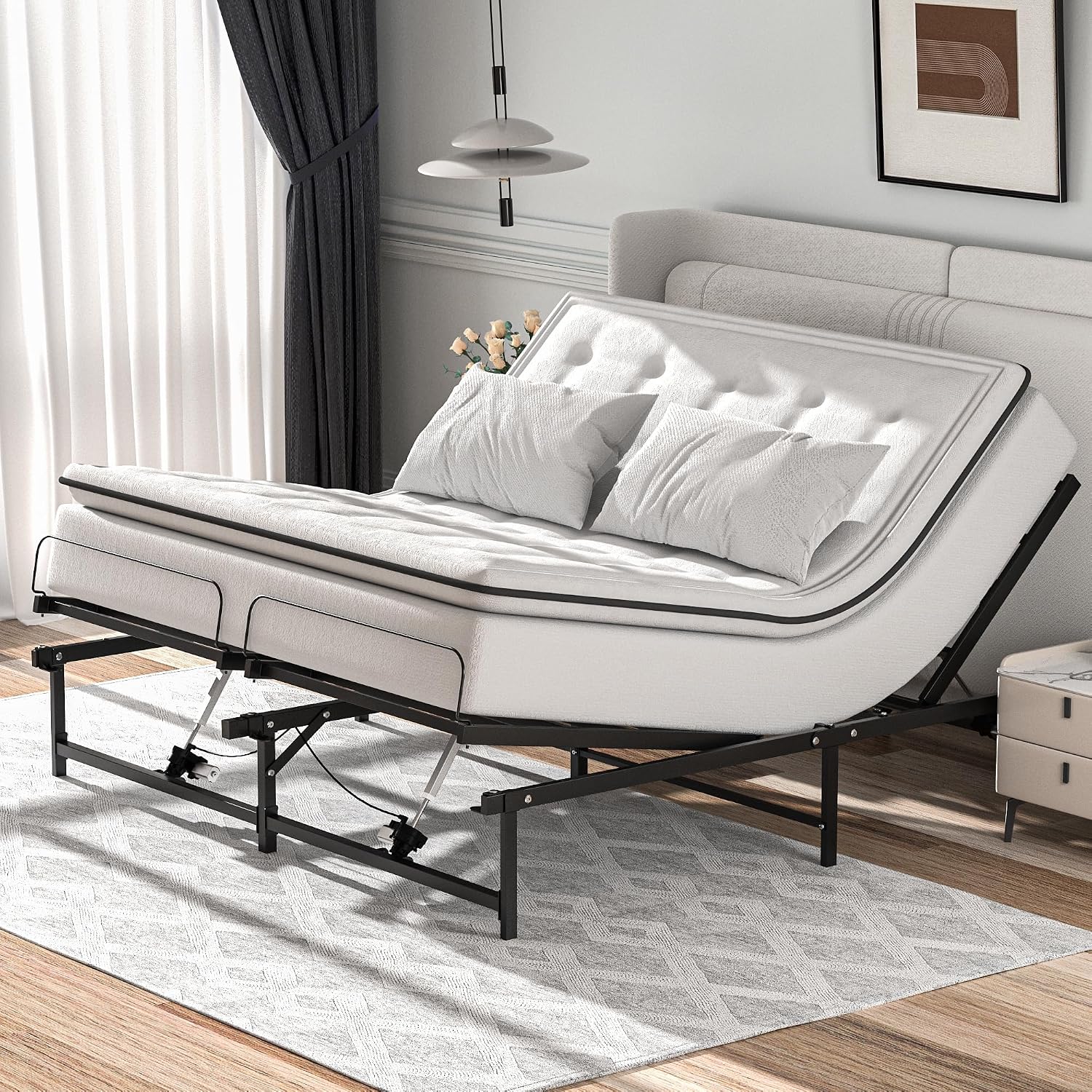 Adjustable Bed Frame Twin XL Electric Adjustable Bed Base | Head & Foot Incline, Ultra Quiet Motor, Remote Control, Fits Most Mattresses, Reduces Snoring & Boosts Circulation