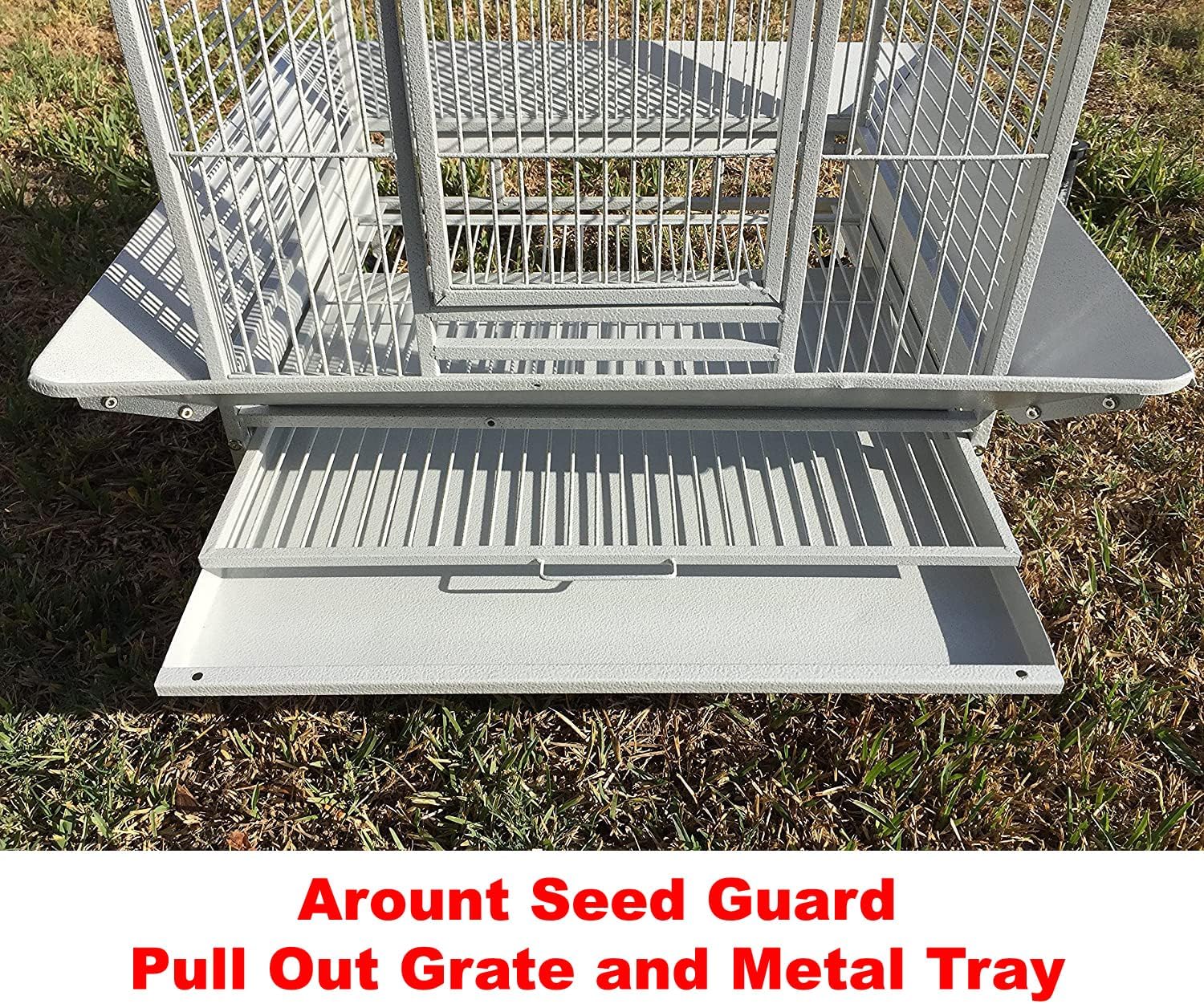 Large Double Ladders Open Play Top Wrought Iron Bird Parrot Parakeet Finch Macaw Cockatoo Cage, Include Seed Guard and Toy Hook (30.5''L x 29.5''W x 65''H, Black Vein)