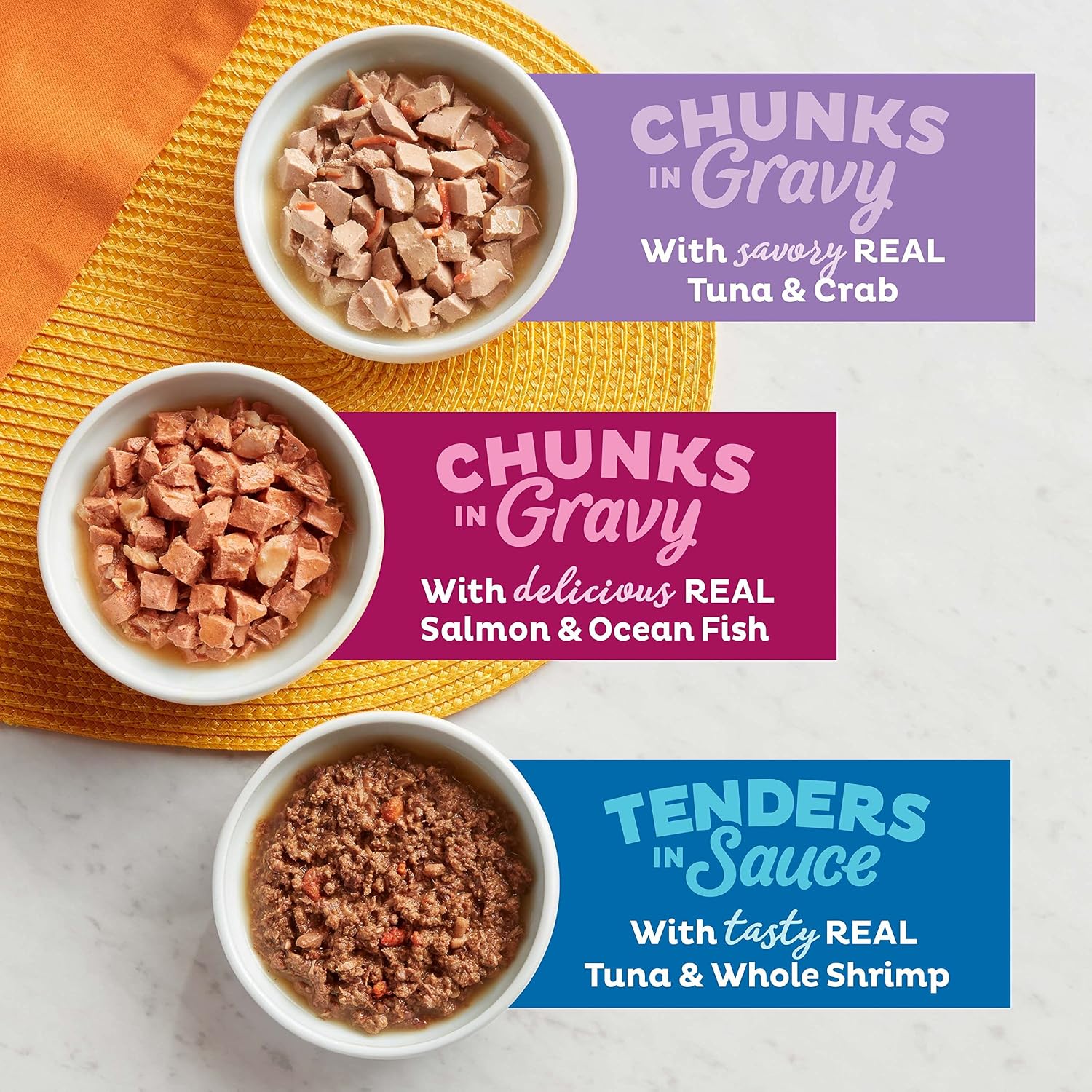 Meow Mix Seafood Favorites, Wet Food Variety Pack, 12 Cups