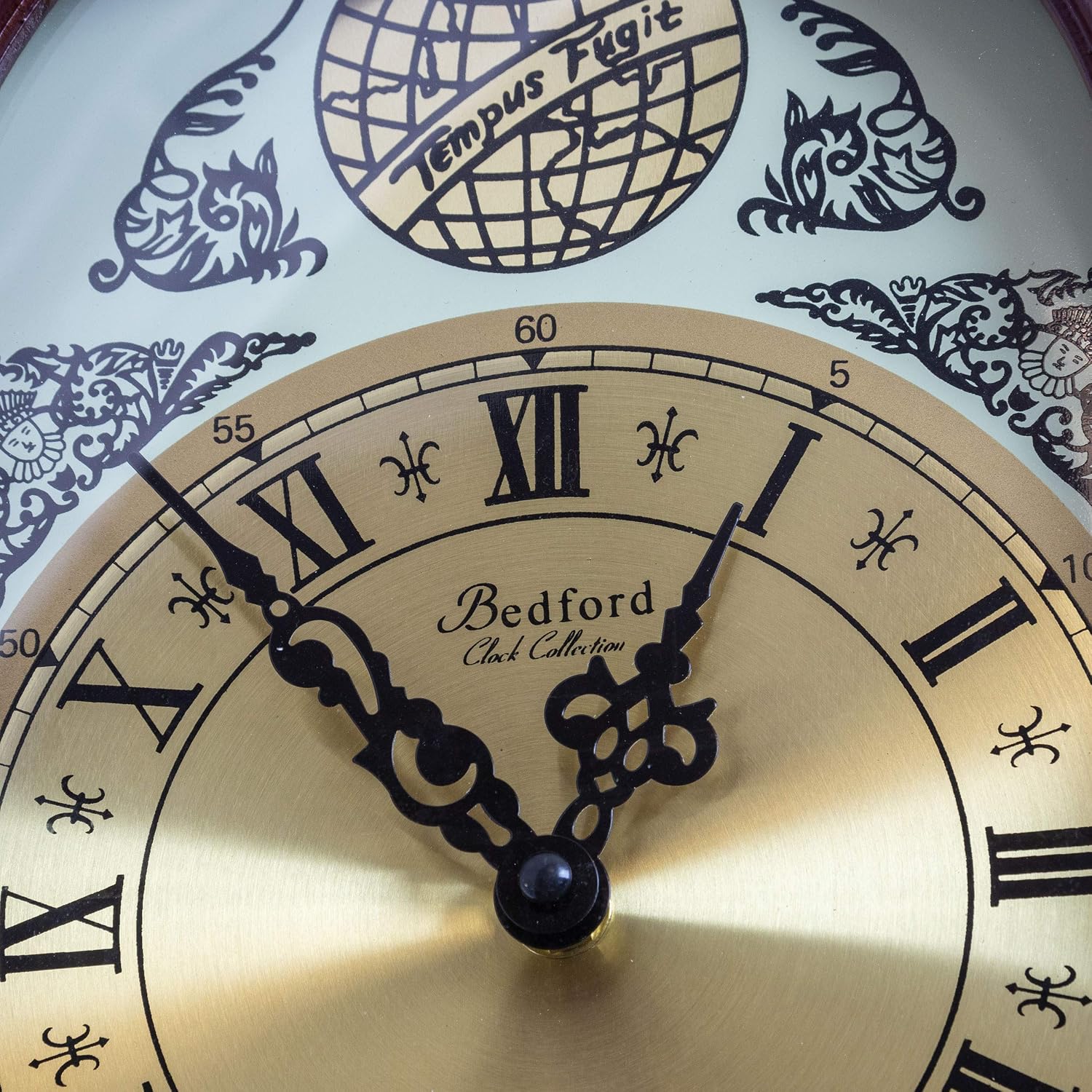 Bedford Clock Collection Grand Antique Colonial Chiming Wall Clock with Roman Numerals in a Cherry Oak Finish, 38" L