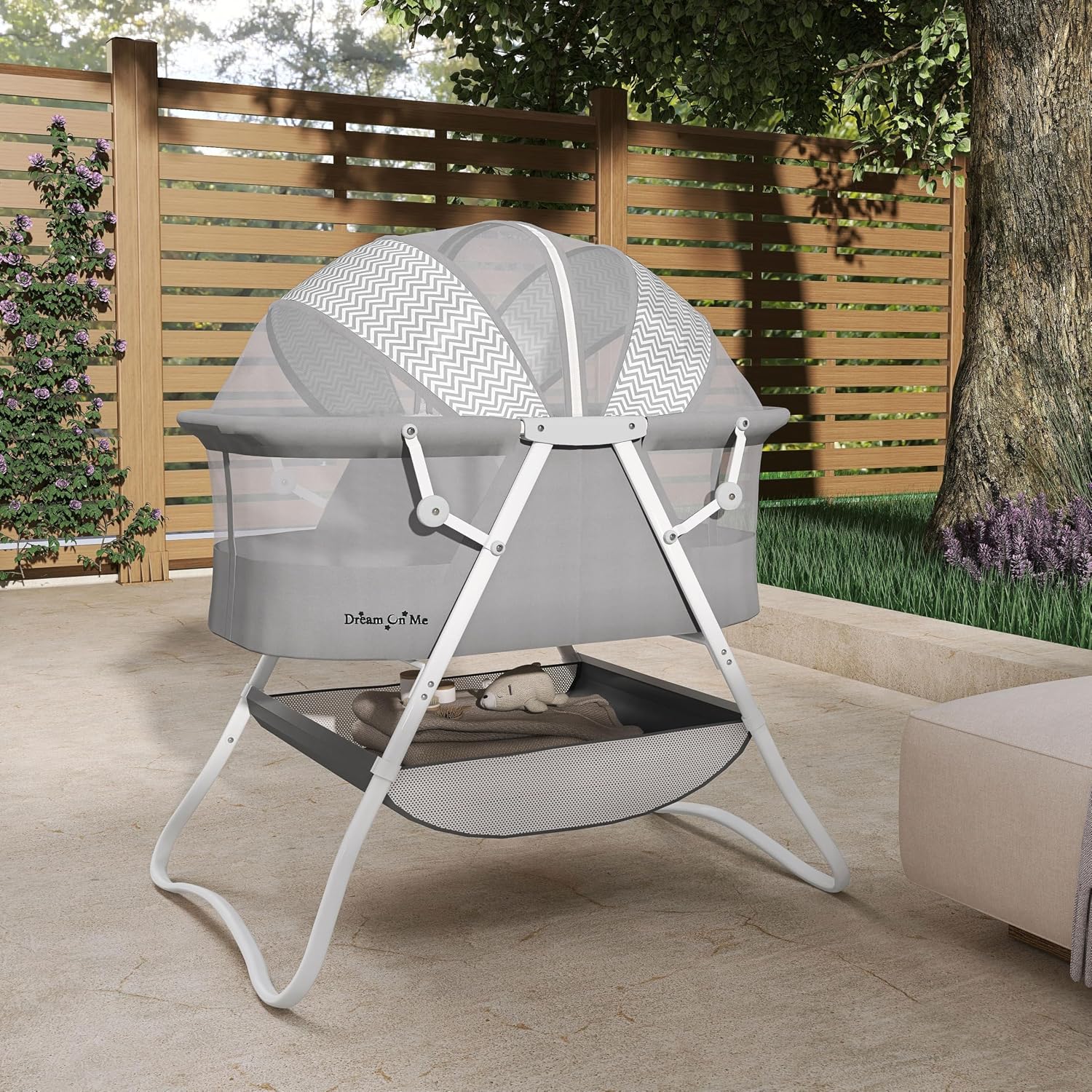 Dream On Me Karley Bassinet in Grey and Pink