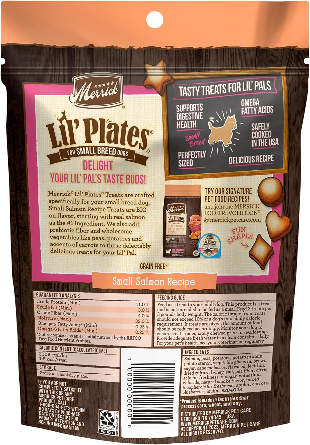 Merrick Lil’ Plates Grain Free Small Dog Treats, Natural Training Treats For Small Dogs, Small Salmon Recipe - 5 oz. Pouch