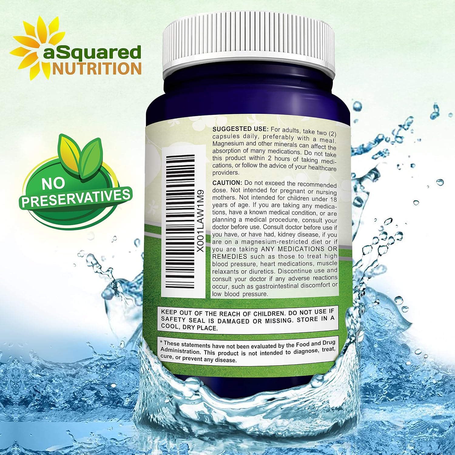 aSquared Nutrition Magnesium Citrate 833mg Supplement - 200 Capsules - Max Strength Vegan Mag Citrate Powder Pills to Support Pure Function of Muscles