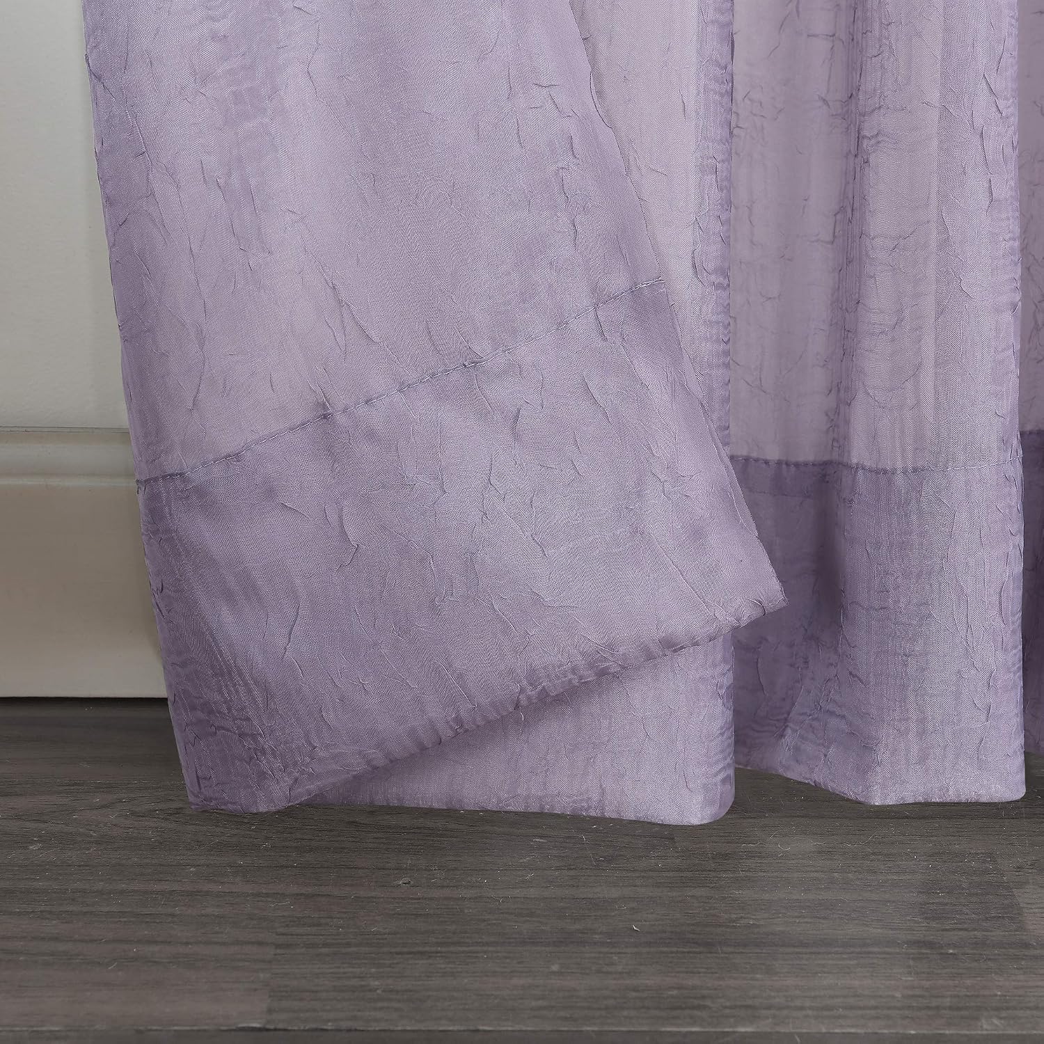 No. 918 Erica Crushed Sheer Voile Rod Pocket Curtain Panel, 51" x 108", Eggshell Off-White