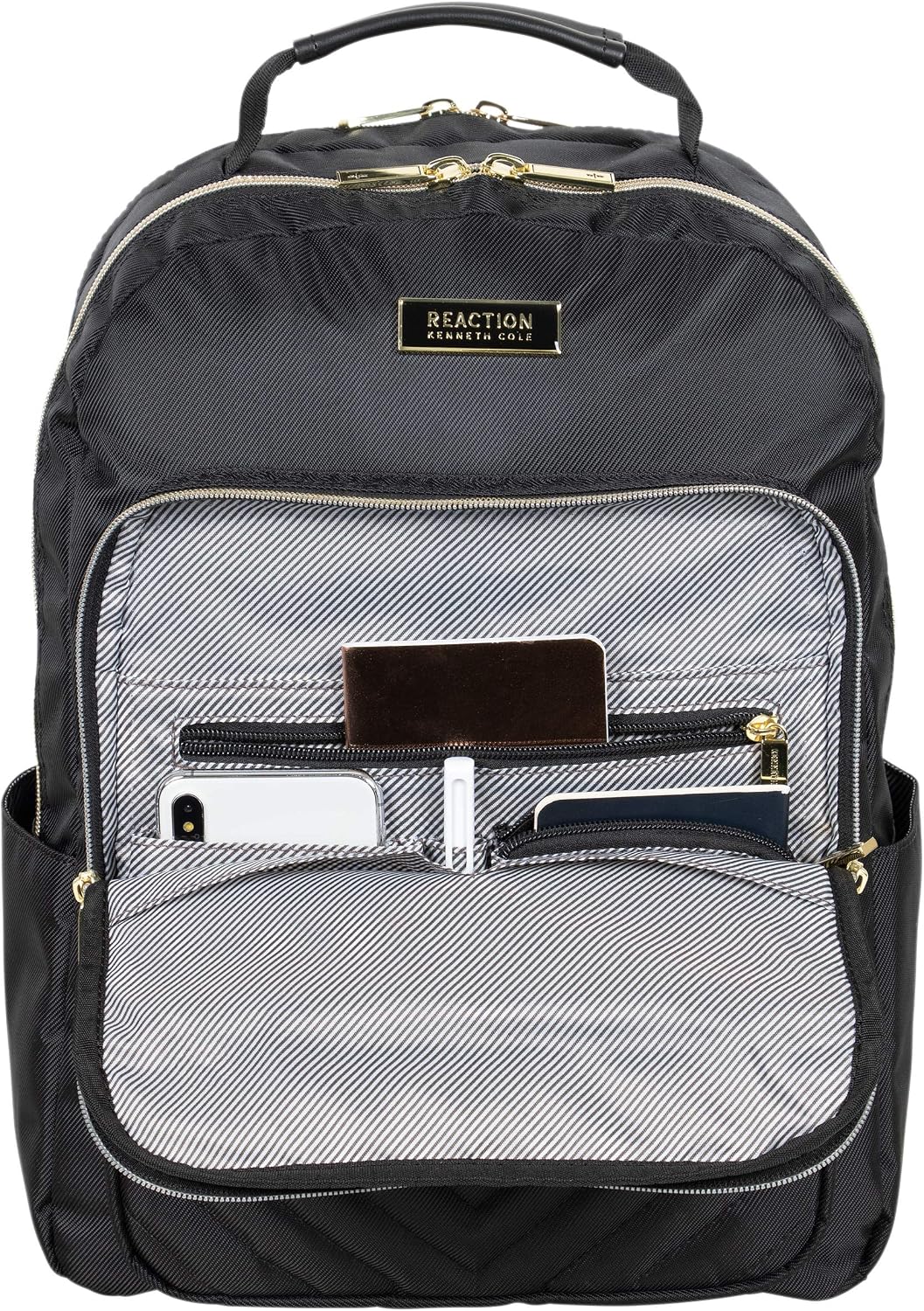Kenneth Cole REACTION Madison Square Lightweight Hardside Chevron Expandable Spinner Luggage, Black, (28-Inch Checked)