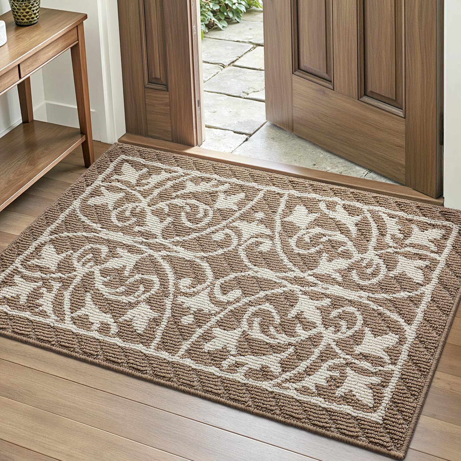 DEXI Front Door Mat Indoor Entryway 24x36 Inside Entrance Doormat Green