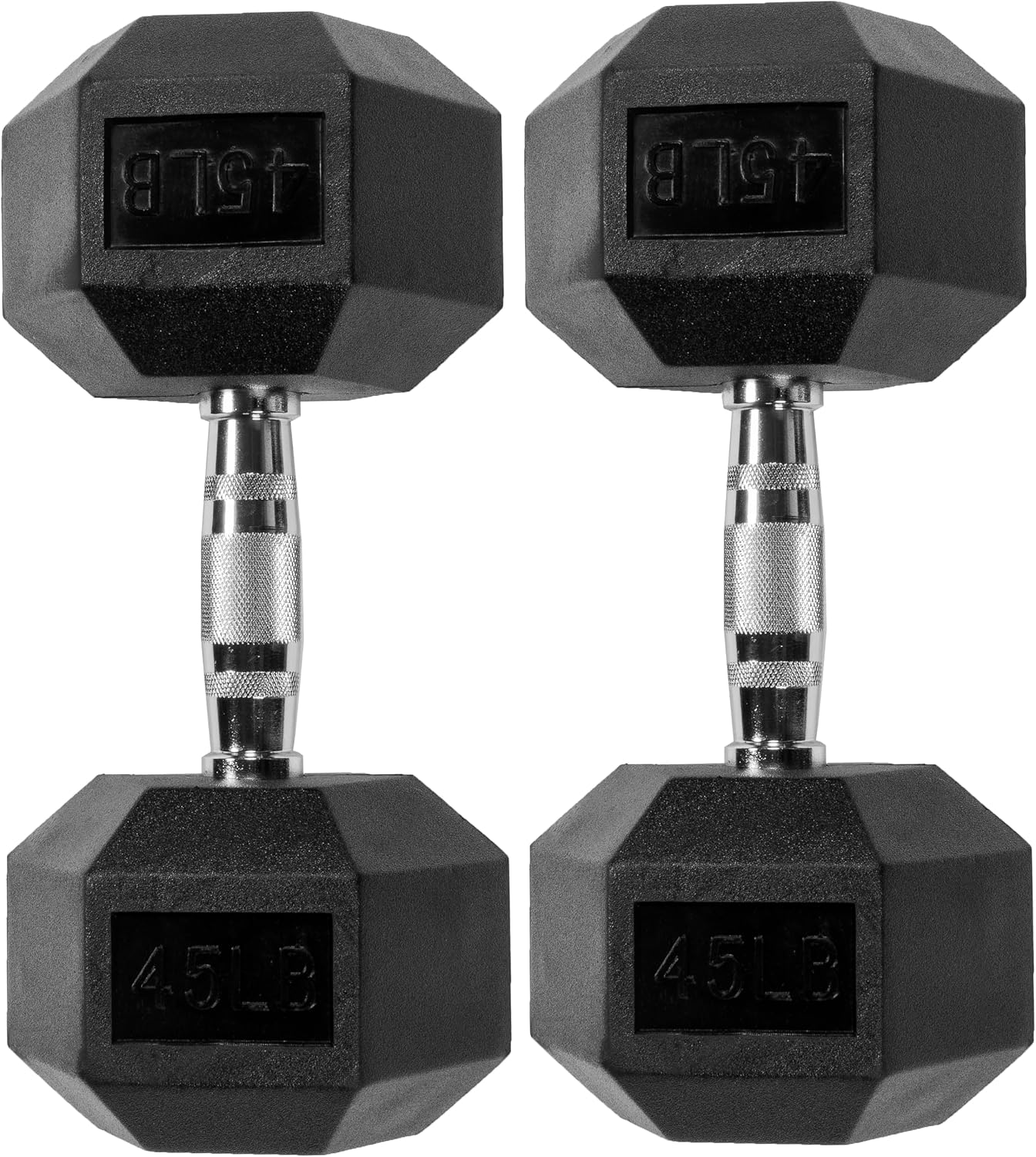 Rubber Encased Hex Dumbbell with Knurled Alloy Material Non-slip Handle, Basic Professional Dumbbell