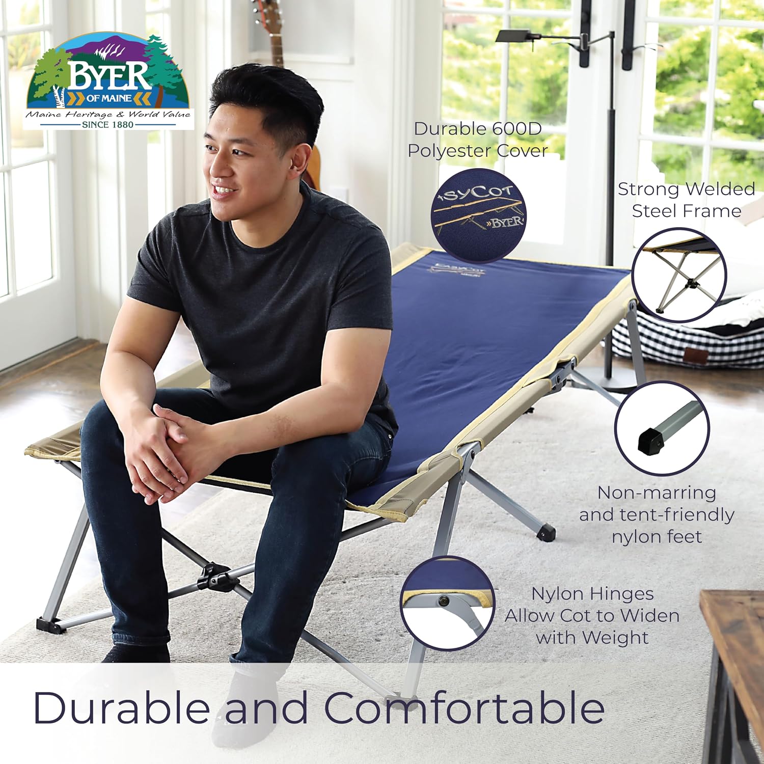 Easy Cot, 330 lb, Extra Large Folding Cot, Bed for Adults | Heavy Duty for Indoor and Outdoor Use, 78”L X 31”W X 18”H, Capacity