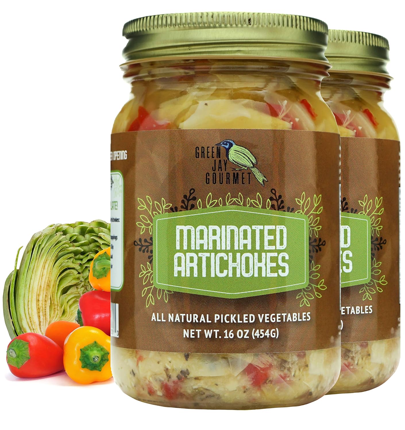 Green Jay Gourmet Marinated Mushrooms in a Jar - Fresh Hand Jarred Vegetables for Cooking & Pantry – Home Grown Pre-Prepared Pickled Marinated