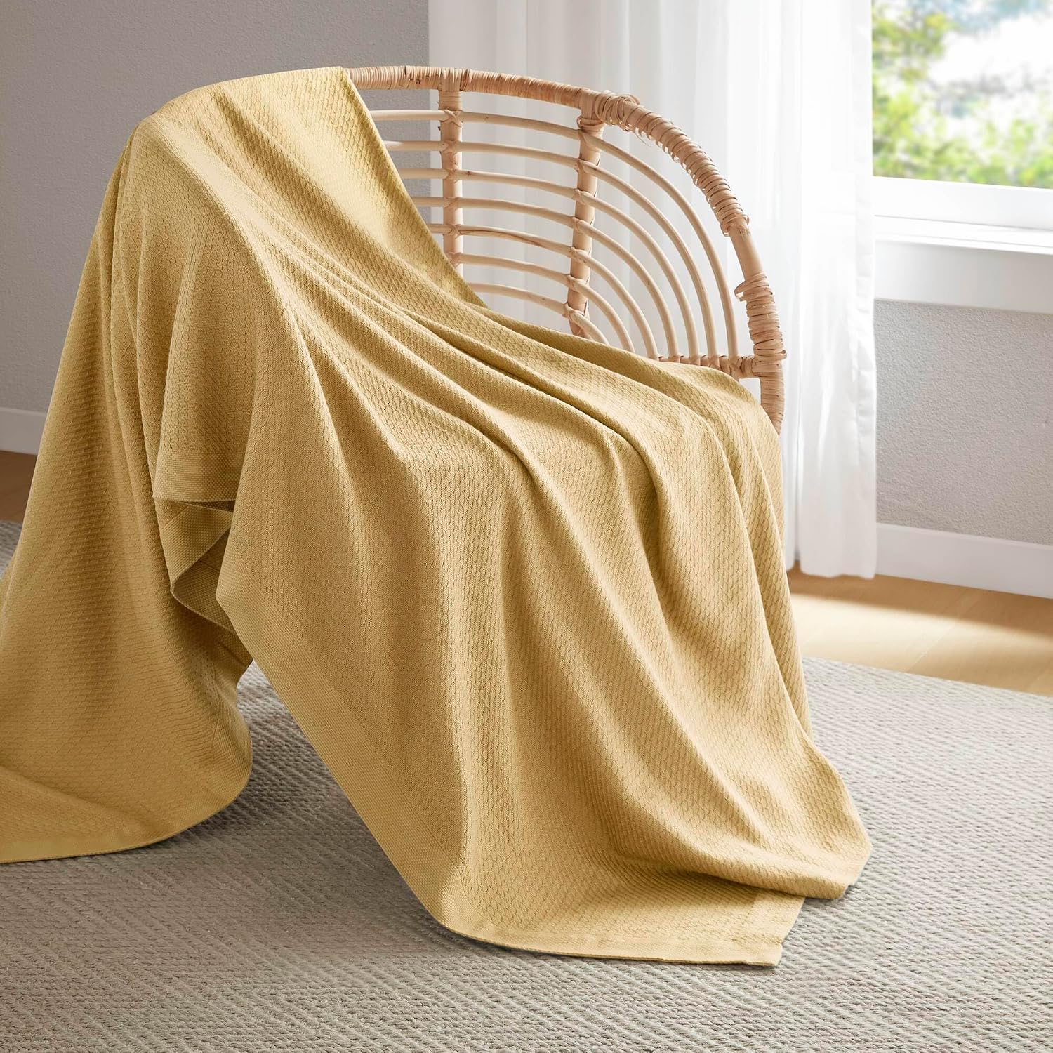 Madison Park 100% Egyptian Cotton Summer Blanket Full Queen Size Teal