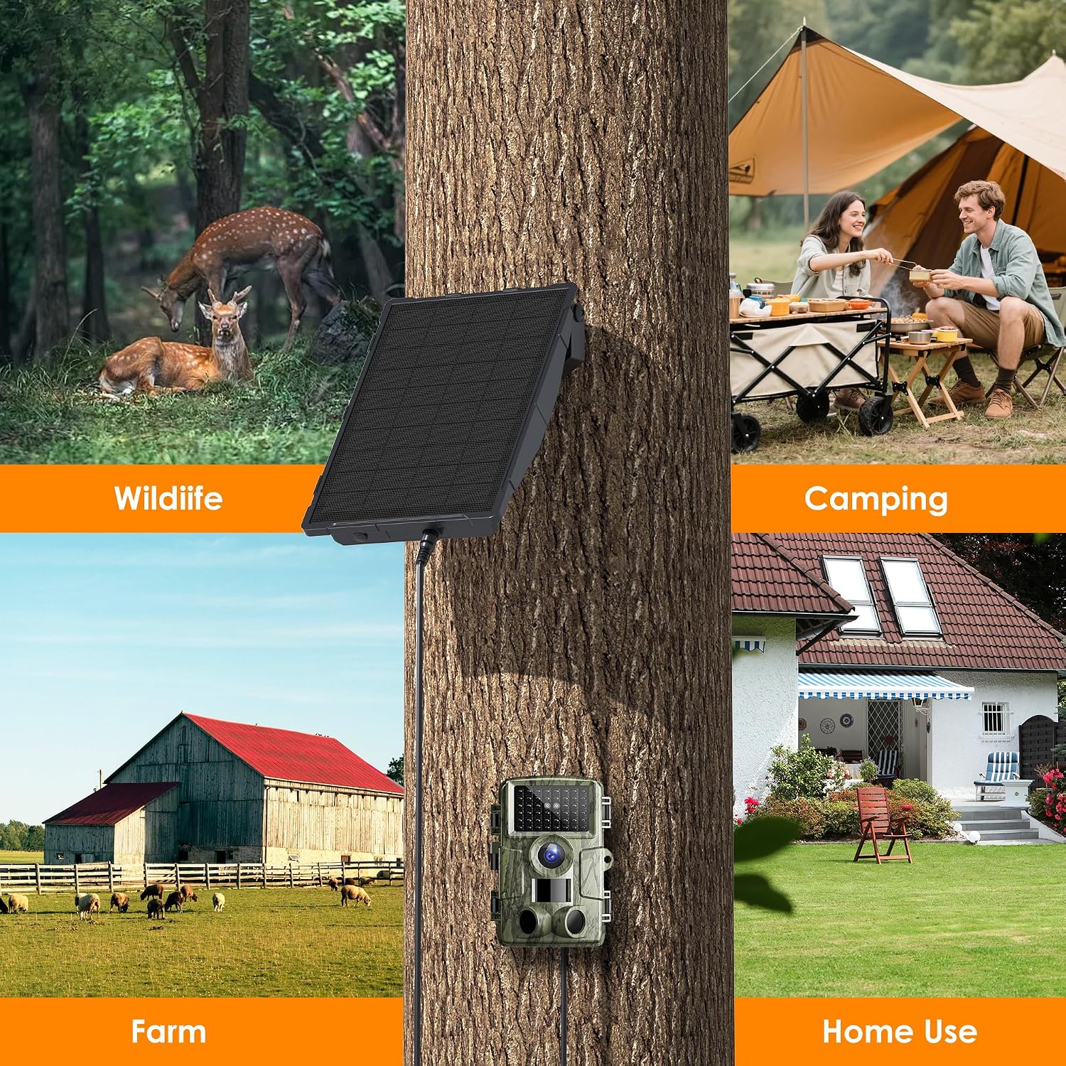 Trail Camera Solar Panel for Tactacam and Cellular&Wireless Hunting Camera | 12V Solar Battery Charger Kit with 4000mAh Rechargeable Battery