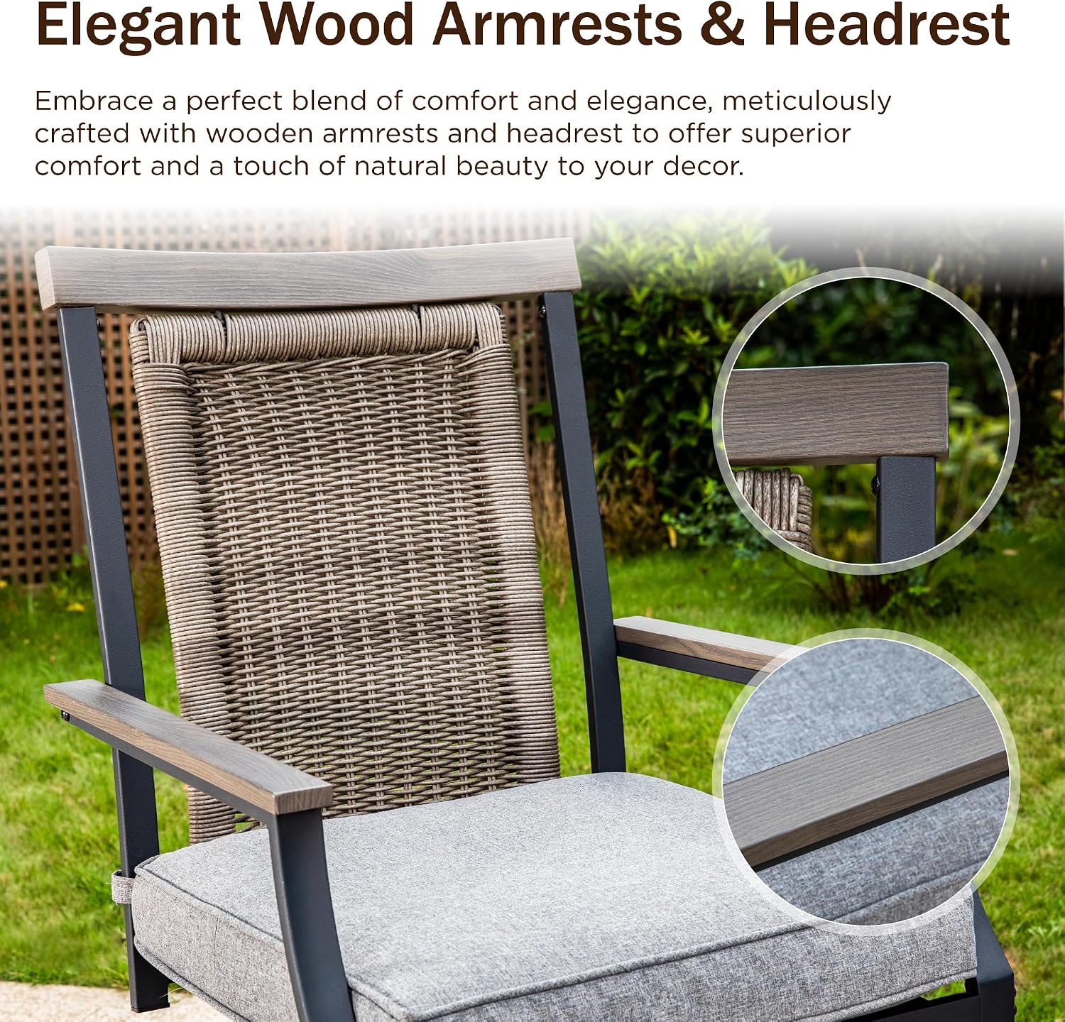 PHI VILLA Outdoor Bar Set 3 PCS Patio Bistro Table & Swivel Stools