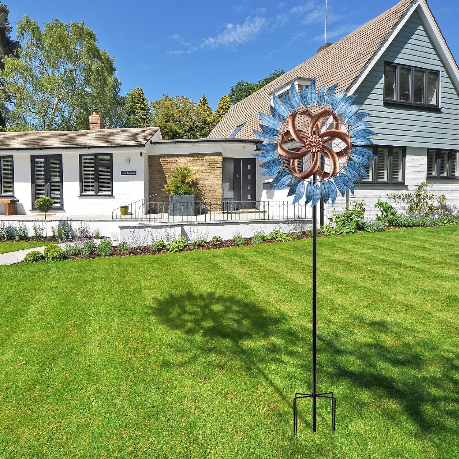 MUMTOP Wind Spinner Outdoor, Large Metal Kinetic Wind Sculptures, Blue