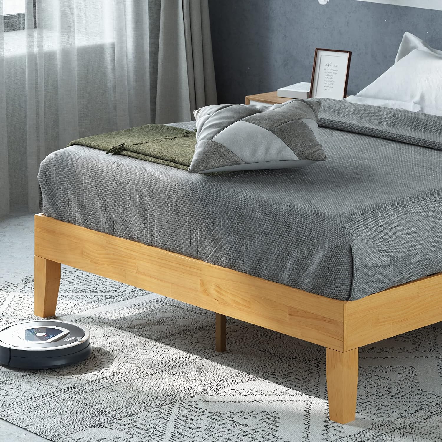 ZINUS Vivek Deluxe Wood Platform Bed Frame with Headboard, Wood Slat Support, No Box Spring Needed, Easy Assembly, Queen | Slatted Headboard, Wood Slat Support, No Box Spring Needed, Contemporary Design, Easy Assembly