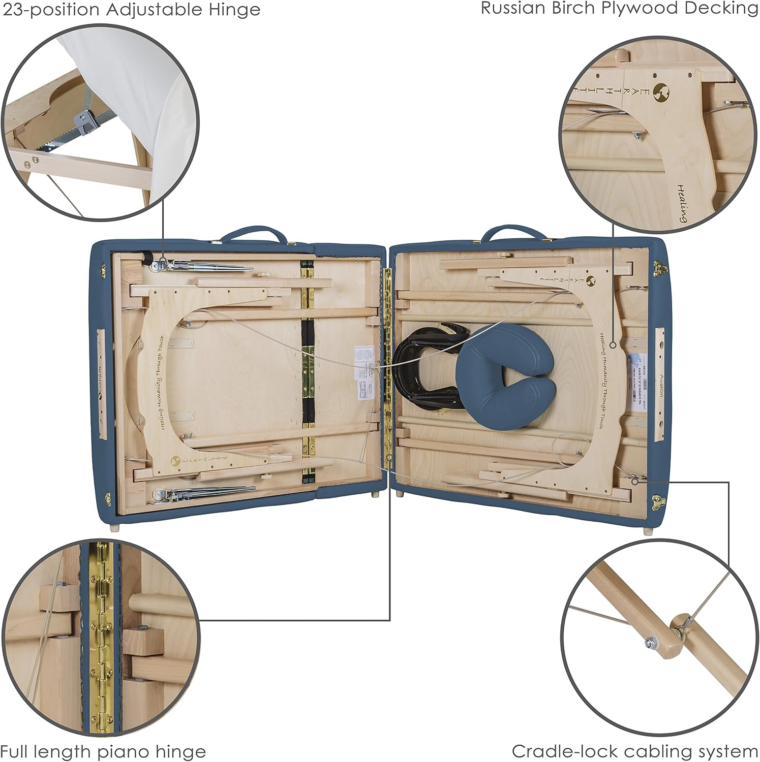 EARTHLITE Portable Massage Table Package AVALON – Reiki Endplate, Premium Flex-Rest Face Cradle & Strata Cushion, Carry Case (30”x73”)