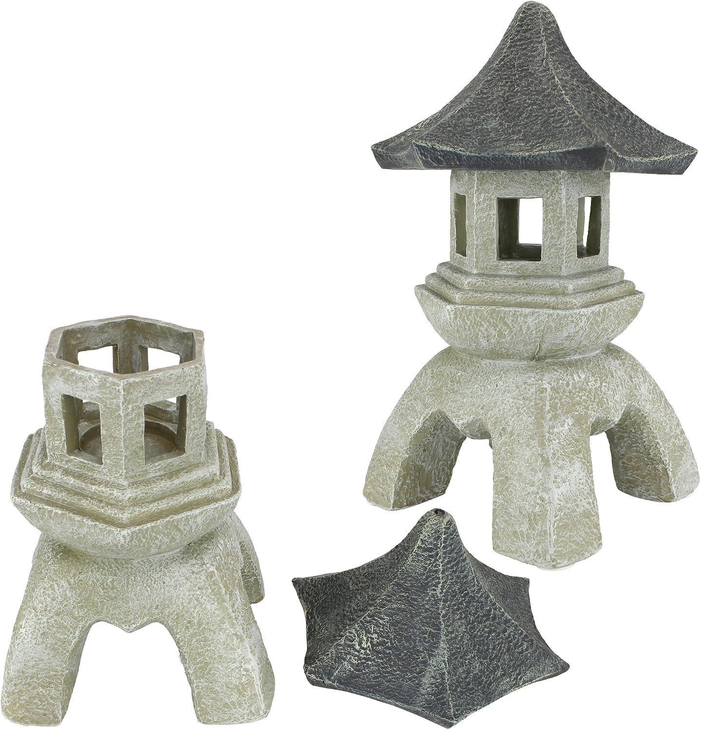 Design toscano ng29870 asian decor pagoda lantern indoor/outdoor statue, 11 inches wide, 11 inches deep, 17 inches high, handcast polyresin, two tone stone finish