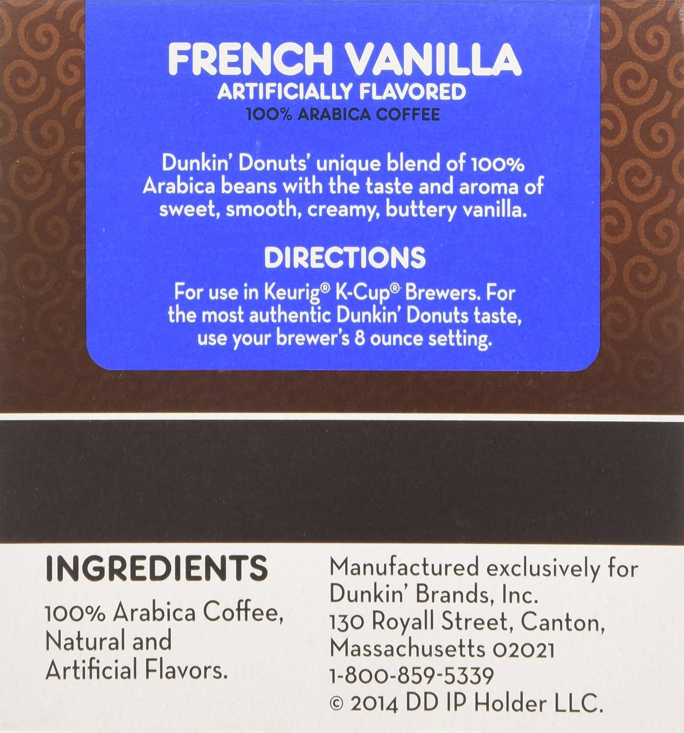 Dunkin' Donuts 2091512 Original Blend Coffee K-Cup Pods Medium Roast 44/Box (006933)