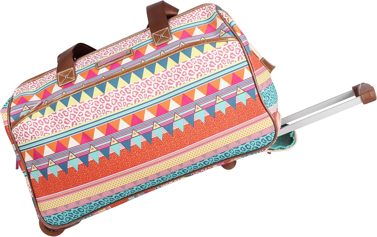 Lily Bloom Pattern 22 Inch Duffel Bag with 2-Rolling Wheels, Weekender Overnight Travel Lightweight Carry-On Suitcase For Women