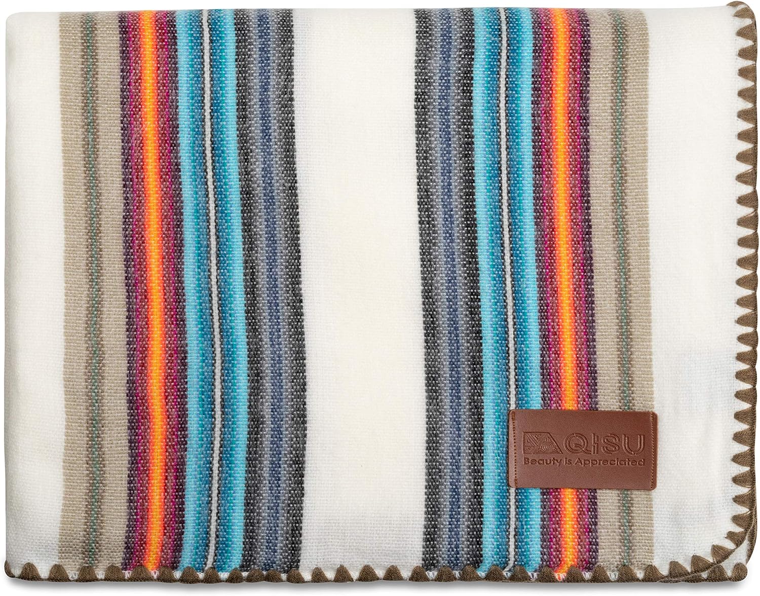 QISU Alpaca Wool Blanket Throw | Large, Beautiful, Warm, Variegated | 85 x 65 inches | Ultra-Soft, Hypoallergenic and Breathable | Non-Itchy or Scratchy Fabric (Green Variegated)