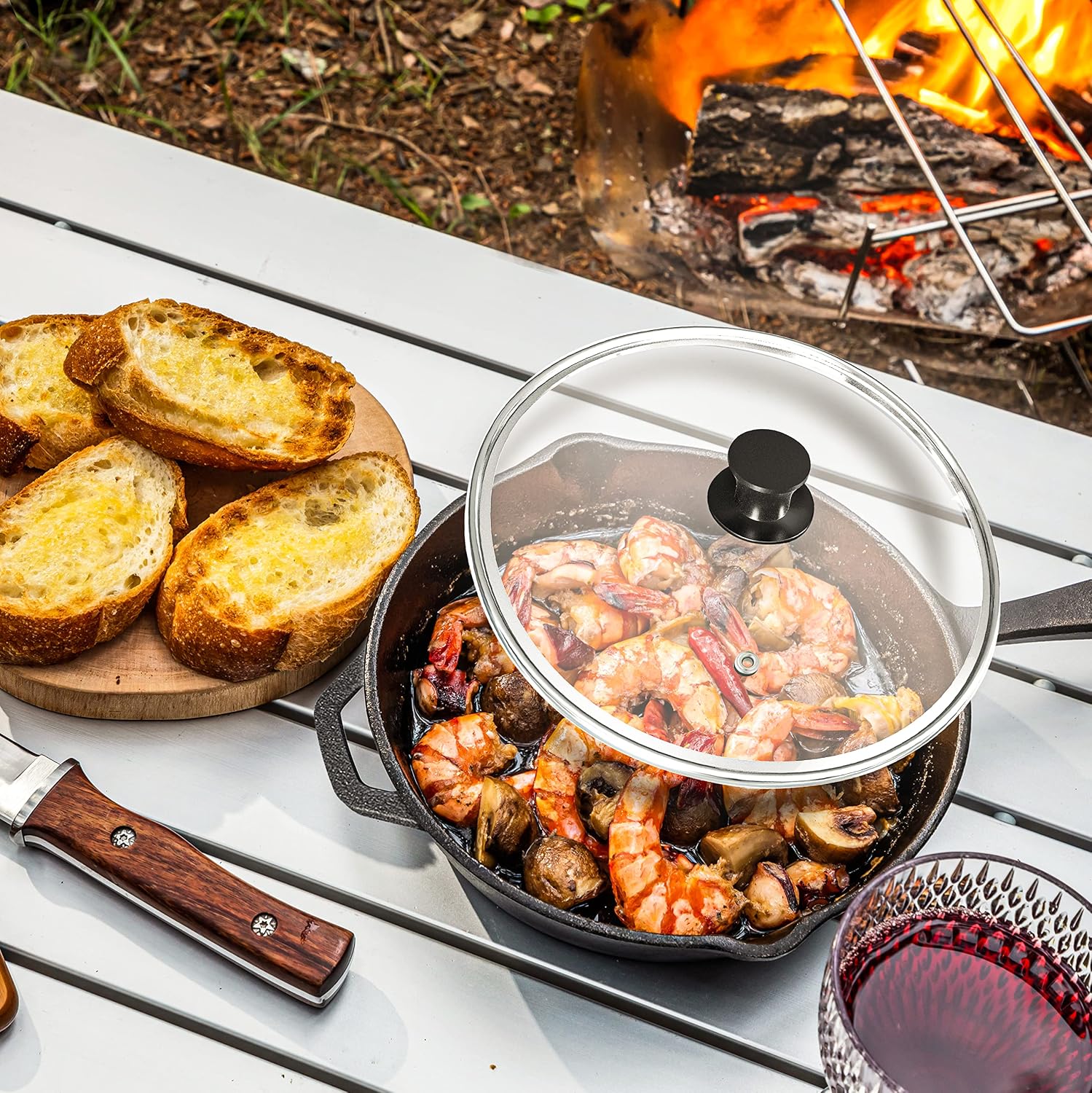 Utopia Kitchen Cast Iron Skillet 12 Inch with Lid Chefs Frying Pan Black | Chefs Pan, Pre Seasoned Skiller, Indoor and Outdoor Use, Grill Safe Cookware, Even Heat Distribution, Durable